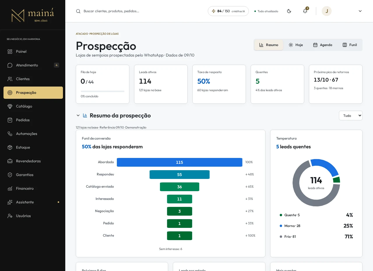 Print real de Prospecção na demonstração da Astro Gold